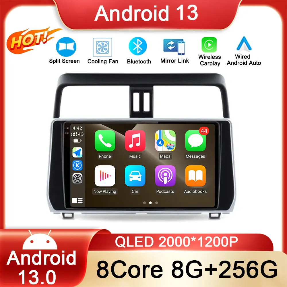 

Автомагнитола для Toyota Land Cruiser Prado 150 2017-2018 Carplay, мультимедийный видеоплеер с Bluetooth, автомобильная стереосистема с GPS