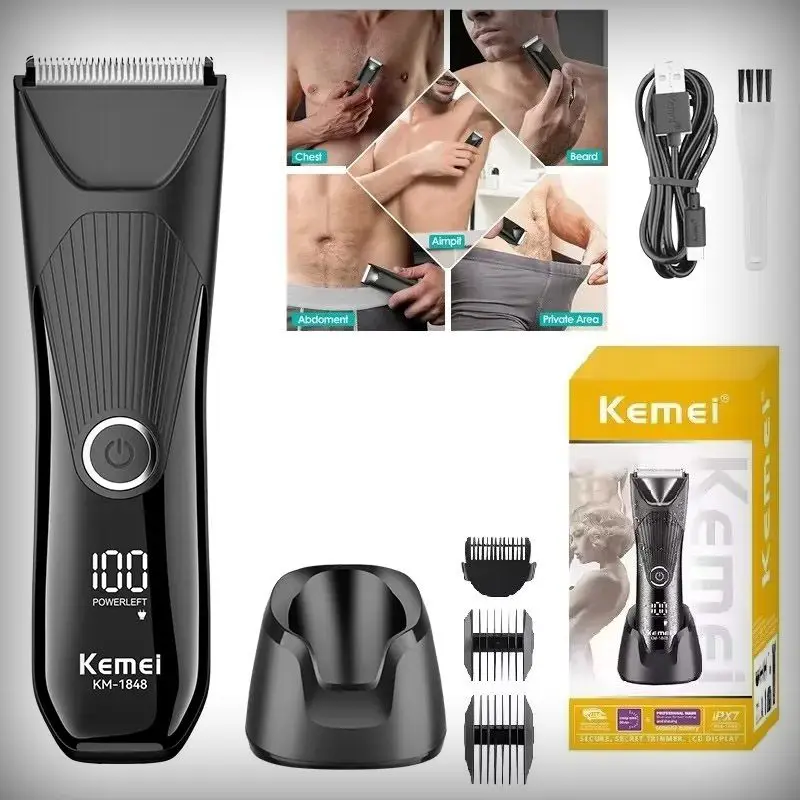 Hair Trimmer Kemei km-1848 Waterproof Body Hair Trimmer Hair removal Epilator Shaver Body Groomer Beard Grooming Kit Trimmers