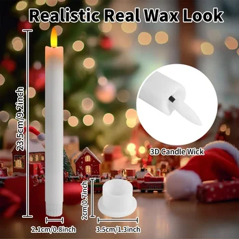 Flickering Led Taper Candles with 10-Key Remote Flameless 3D Wick Electronic Window Candles for Christmas Wedding Valentine Day 2