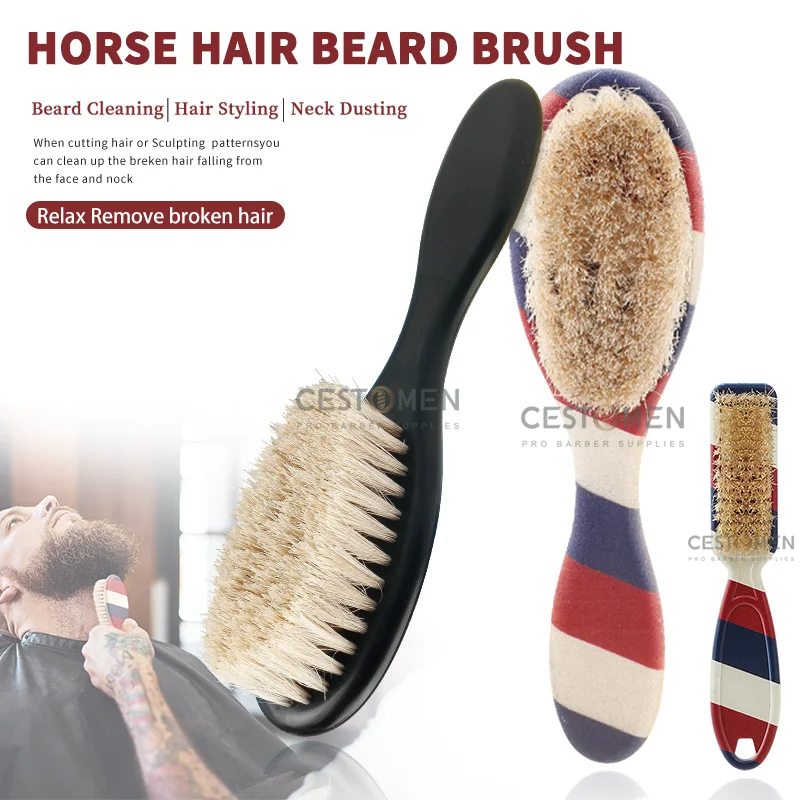 Barber Shaving Beard Brush Removal Neck Dusting Horse Hair Brushes Face Mustache Salon Cleaning Styling Tools