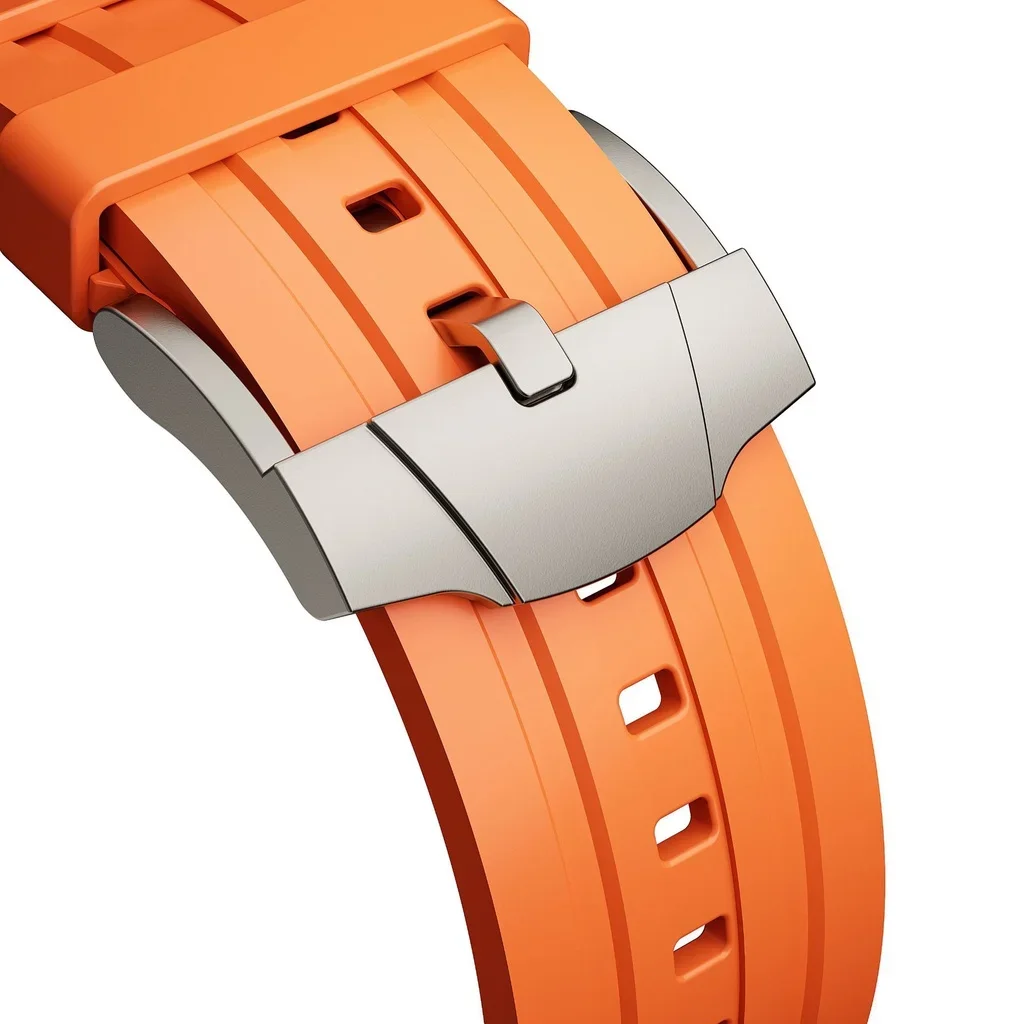 Soft Fluororubber Strap For Apple Watch Ultra 49mm 45mm 44mm 42mm Silicone Band For iWatch Series 9 8 7 6 5 4 41mm 40mm Bracelet