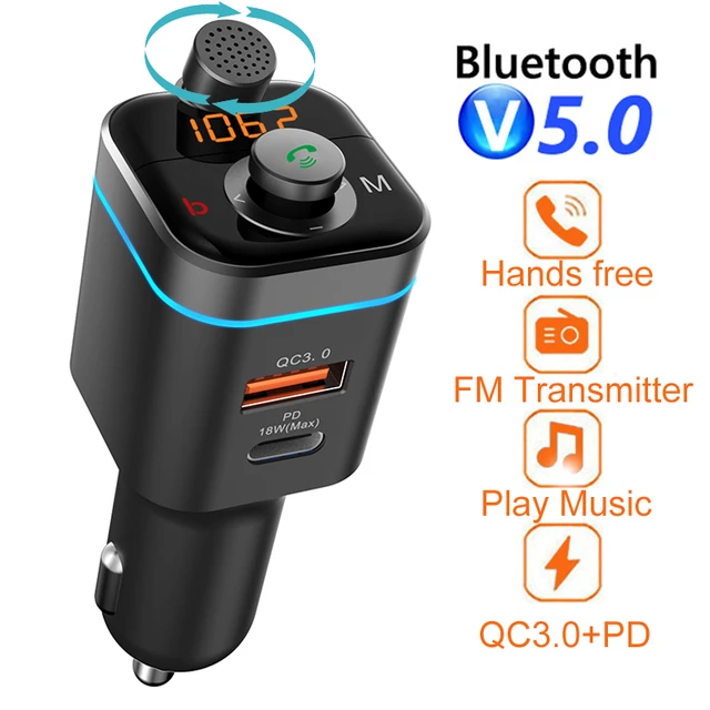 Car FM Transmitter Bluetooth 5.0 Car kit Handfree Dual USB+PD18W Fast  Charging Wireless Cigarette lighter MP3 Music Player - AliExpress