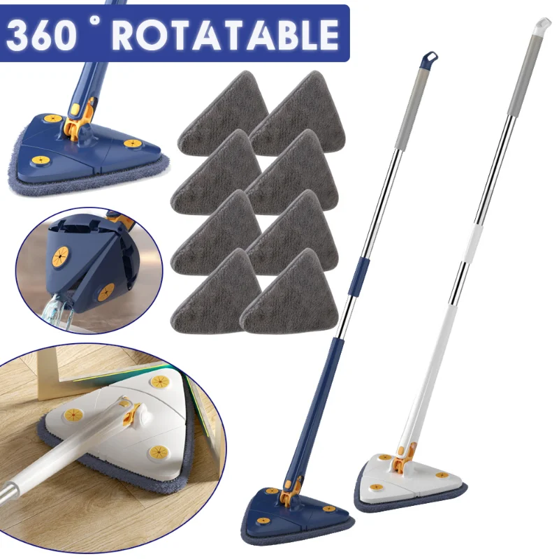 360° Triangle Cleaning Mop Telescopic Wet Dry Ceiling Cleaning Brush
