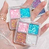 4-Color Shimmer Eyeshadow Glitter Body Face Art Loose Sequins Diamond Jewels Rhinestones Makeup Pallet Waterproof Party Festival 4