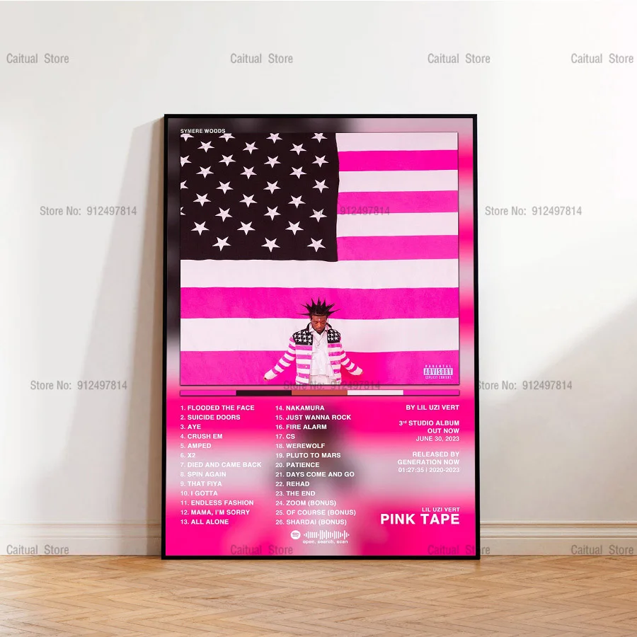 C500 Canvas Painting Pink Tape Lil Uzi Vert, 2023 Rap Music Album