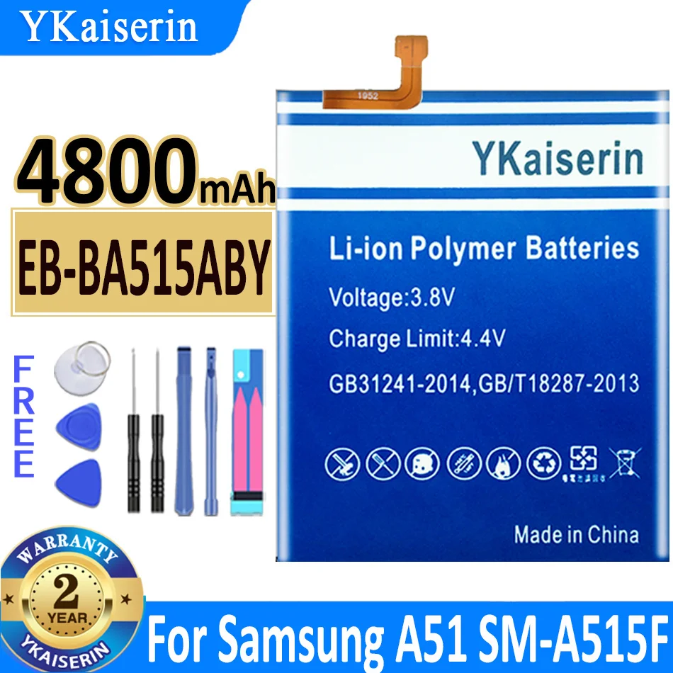 

YKaiserin EB-BA515ABY 4800mAh Replacement Battery For Samsung Galaxy A51 SM-A515 SM-A515F/DSM Batteries Bateria +Tools