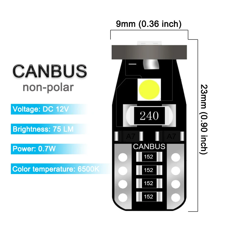 10 / T10 W5W LED  ڵ ȣ  Canbus   12V ȭƮ ڵ ׸     