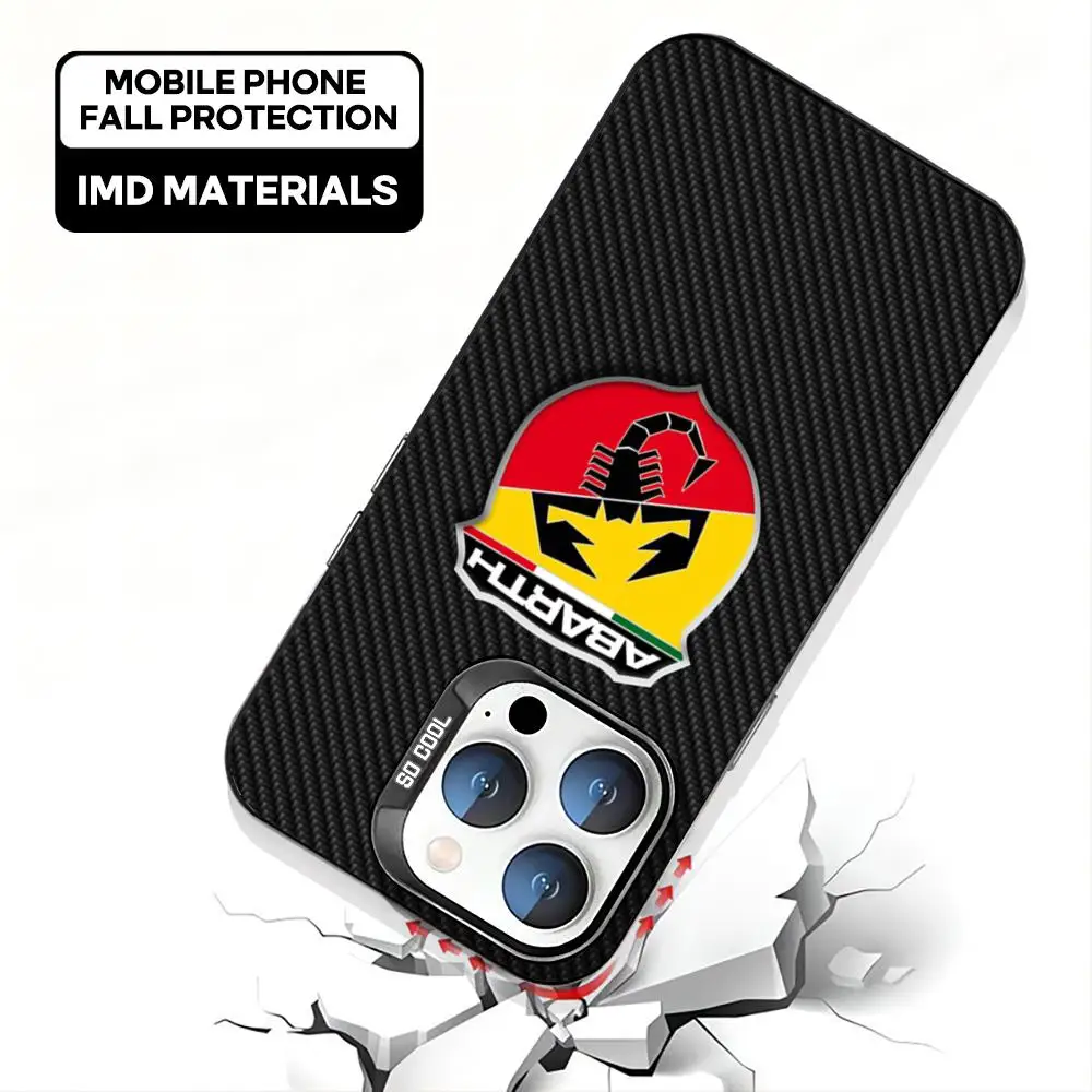 A-ABARTHes Italy Black Phone Case with Colorful Silver Design