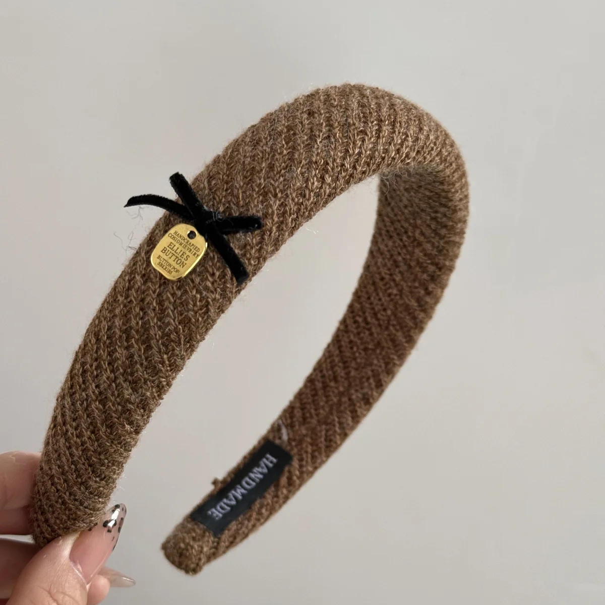 Gentle brown fabric headband bow 7