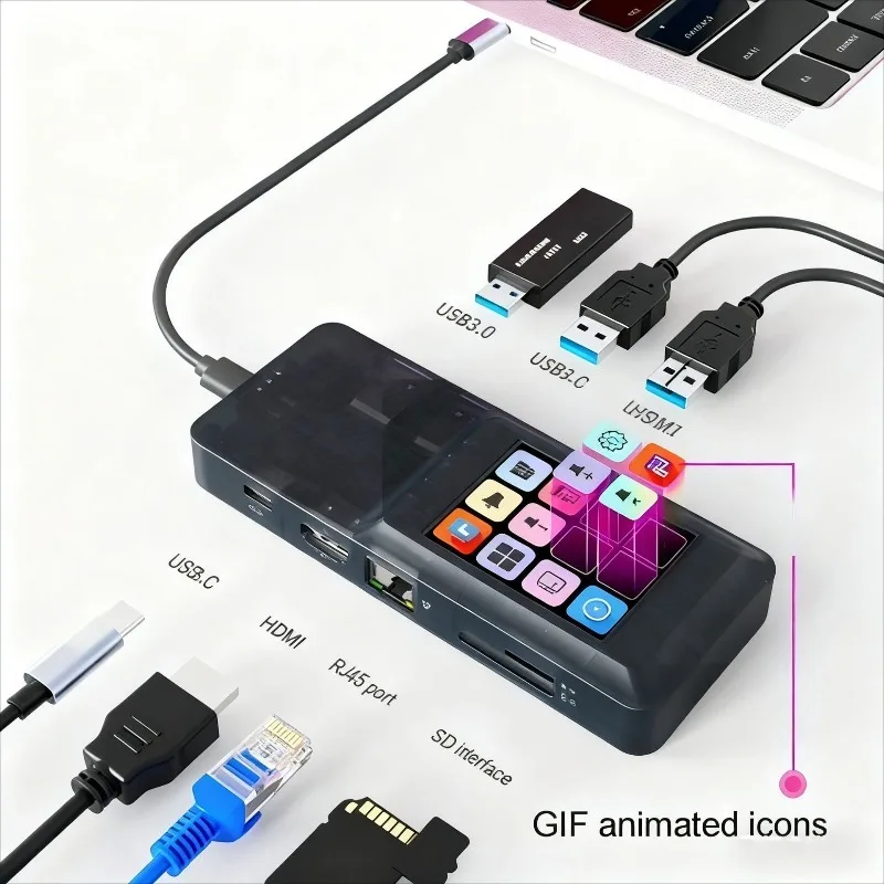 멀티포트 타입-C 도킹 스테이션(HDMI, USB 허브 포함, 노트북용)