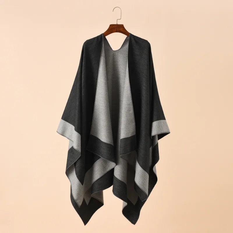 2023 Spring  Autumn Solid Color European  American Travel Shopping New Women Warm Big Shawl Sunscreen Black Red Scarf New