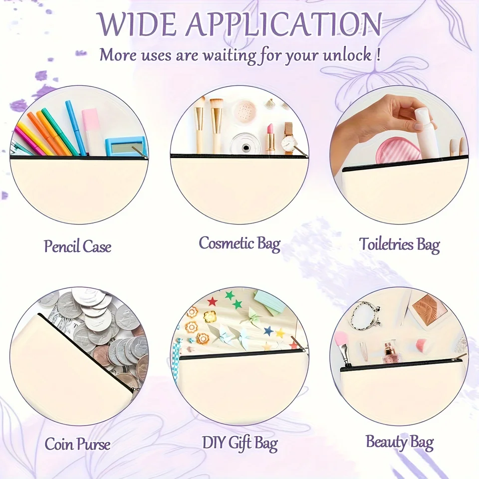 Floral Canvas Makeup Bag Zipper Pouch With Lining Daisy Wildflower Toiletries Organizer Perfect Gifts For Women Teachers_voghion.com