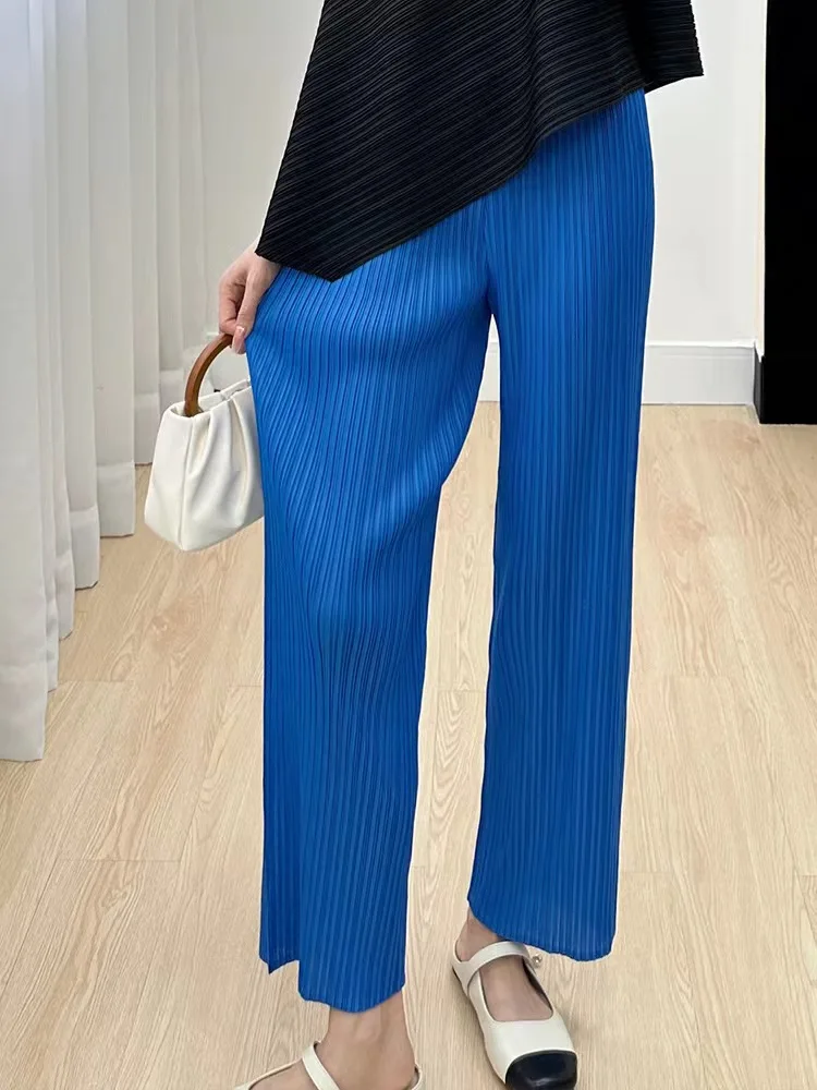 Miyake Women's Casual Elegant Designer Streetwear Loose Plus Size Straight Pleated Pants Trousers Spring Summer Autumn New 4