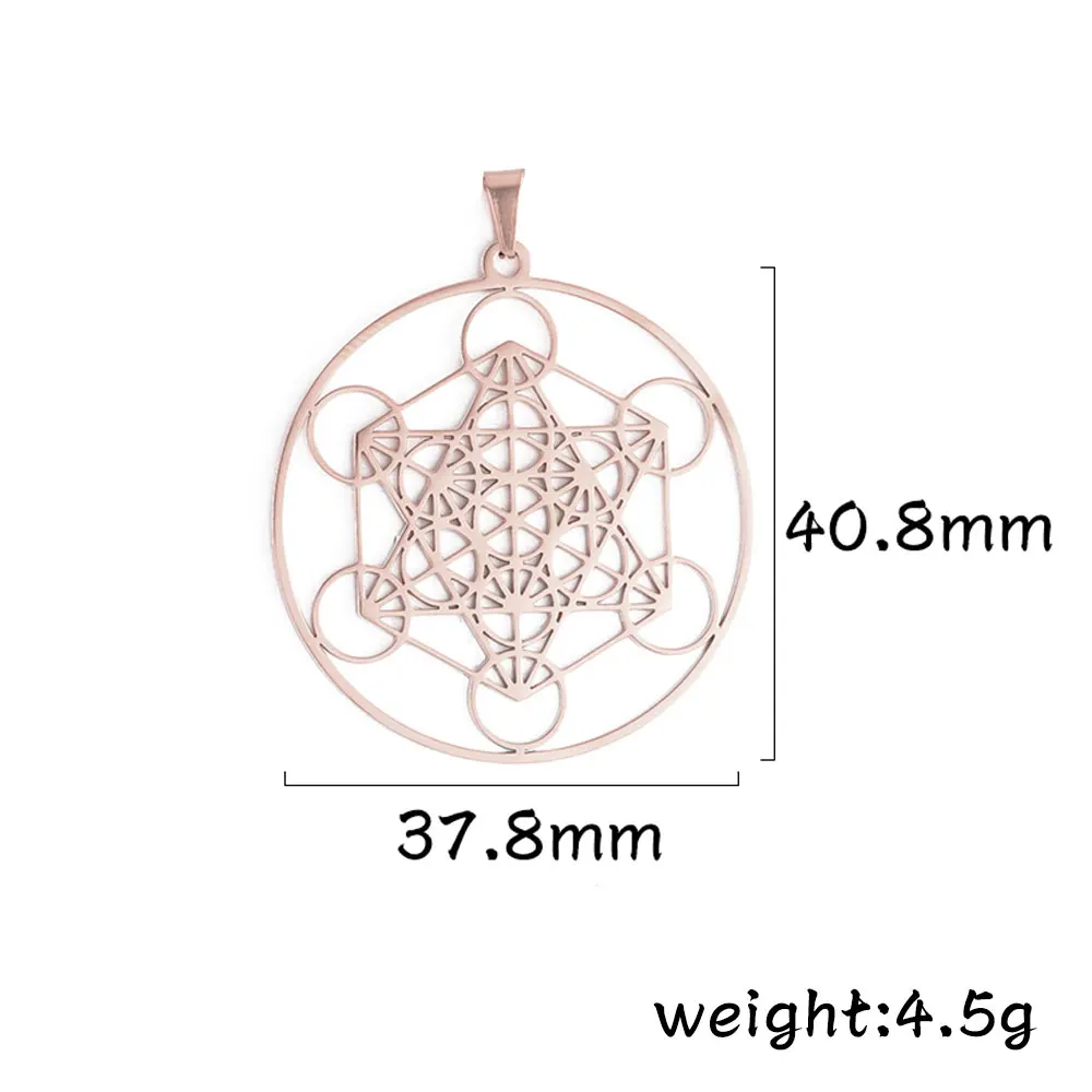 Sacred Geometry Archangel Metatron Cube Stainless Steel Charm Pendants