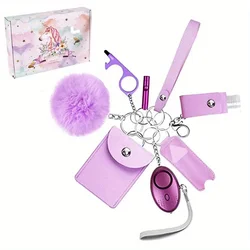 Safety Keychain Set For Women, Women's Keyrings Set Made Of PU Leather With Personal Alarm, Protective Keychain Accessories