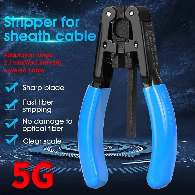 FTTH Optical Fiber Stripping Tool 5G Leather Cable Stripper Pliers 2.1*1.6mm Photoelectric Composite Cable Wire Stripper optical fiber sensor fu 57tz thin plate bracket optical fiber probe photoelectric induction switch 24v voopoo r134a