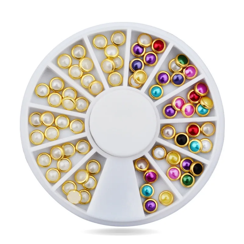 DIY nail art decorations 2mm 3mm wihte semicircle pearl Nail Glitter Rhinestones Manicure tools