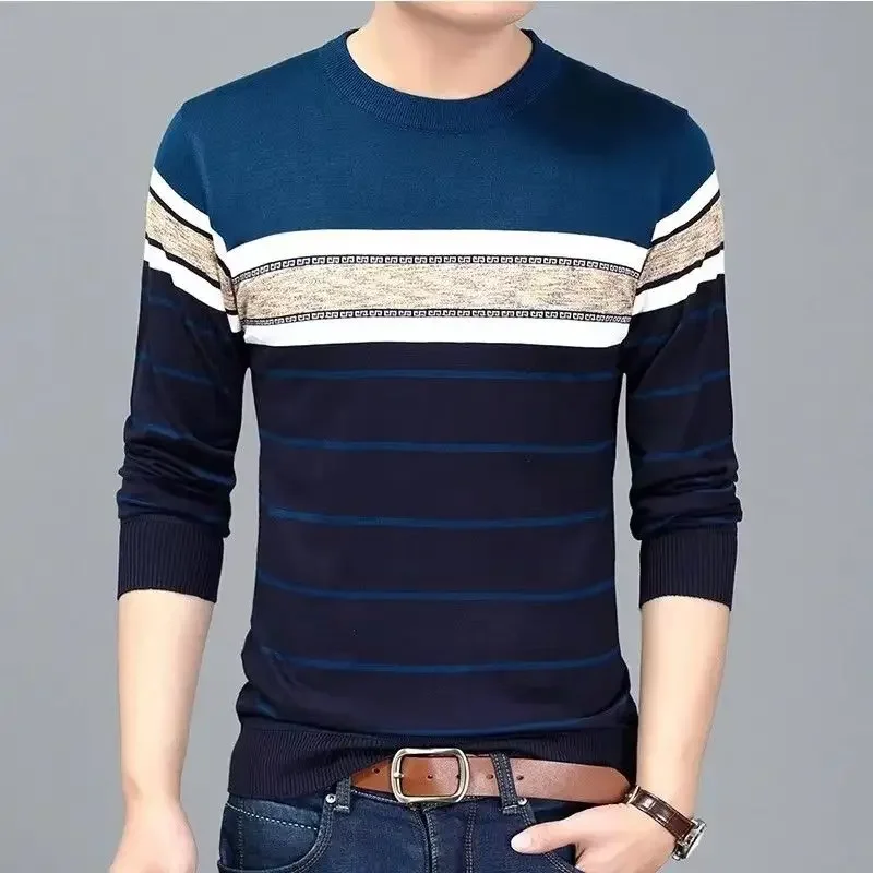 thumbnail image 1 of Camiseta de cuello en V con capa base para hombre, sudaderas de manga larga, tendencias de moda 2024, venta de lujo, Harajuku, alta marca, jerseys para hombre, 1 of 5