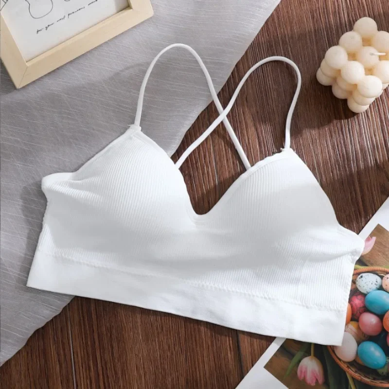 

Women's fixed cup bra with chest pad no underwire bra with chest wrap vest and waistband on the outside