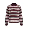 Summer Ladies Polo Shirts Woman Long Sleeve Crop Tops Striped Vintage Clothes Polo Shirts Mujer Streetwear Casual Tops Brown