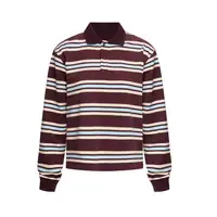 Summer Ladies Polo Shirts Woman Long Sleeve Crop Tops Striped Vintage Clothes Polo Shirts Mujer Streetwear Casual Tops Brown