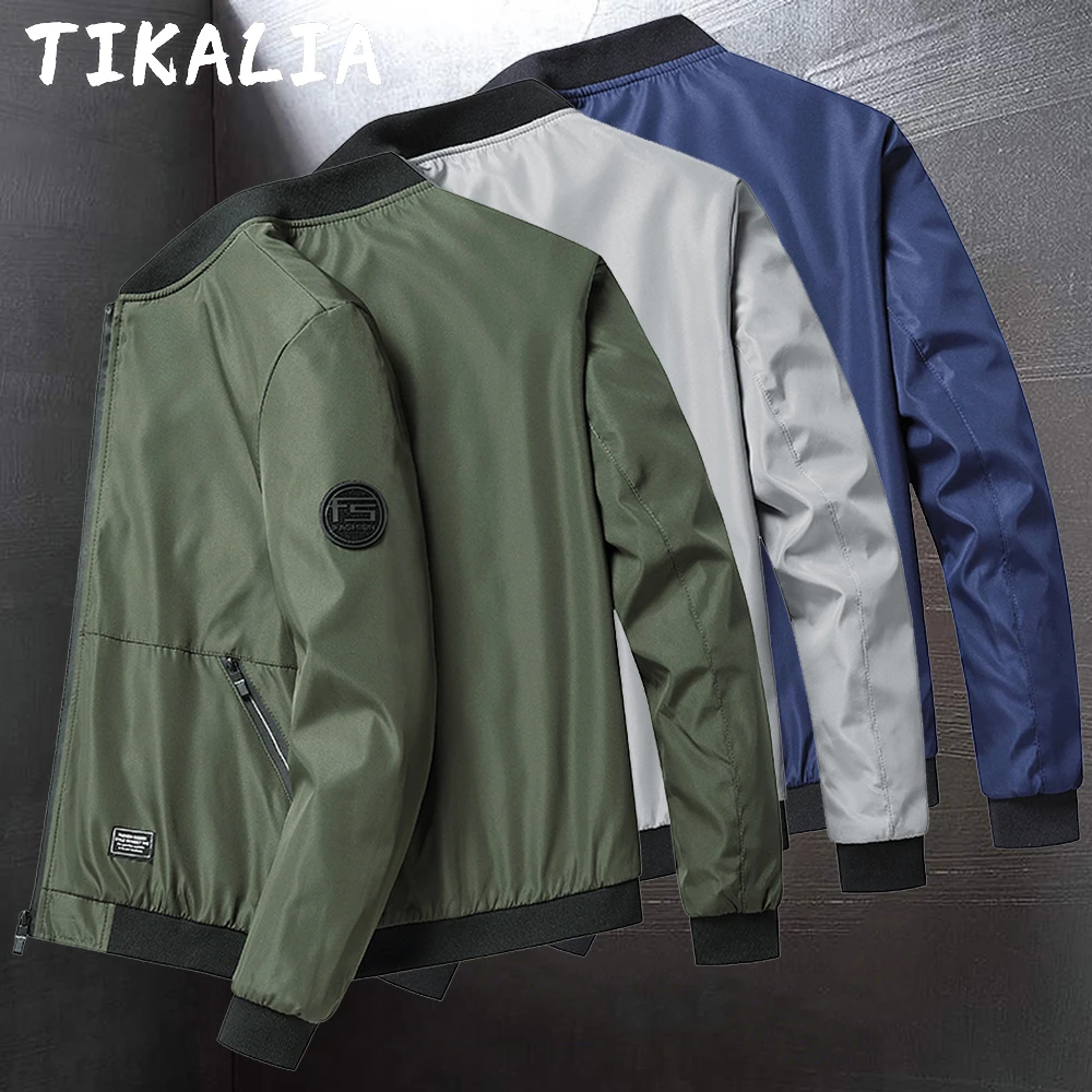 bomber jacket Casual Jacket Men Lightweight Bomber Jacket Slim Fit Spring and Autumn Thin Coat Solid Color Korean Fashion Coat bomber jacket men