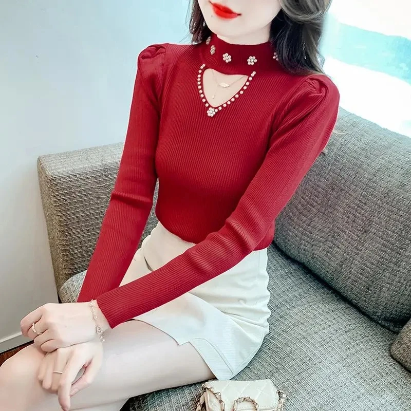 

Женский осенне-зимний вязаный свитер с высоким воротником, в западном стиле