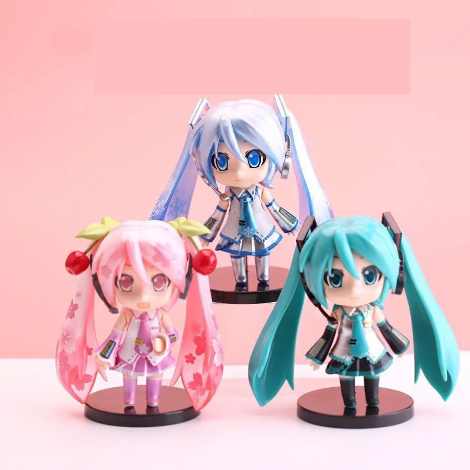 Kawaii Pink & Green Hatsune Miku Mini Figure - Charming Desk Decoration and Collectible Ornament