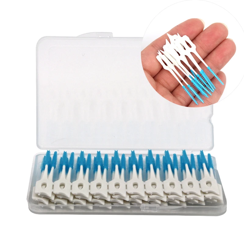 

40pcs/box Silicone Interdental Brushes Super Soft Dental Cleaning Brush Teeth Care Dental floss Toothpicks With Thread