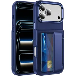 Elegant Card Slot Phone Case with Shockproof Protection and Stand Functionality - iPhone 14 Pro Max (Blue)
