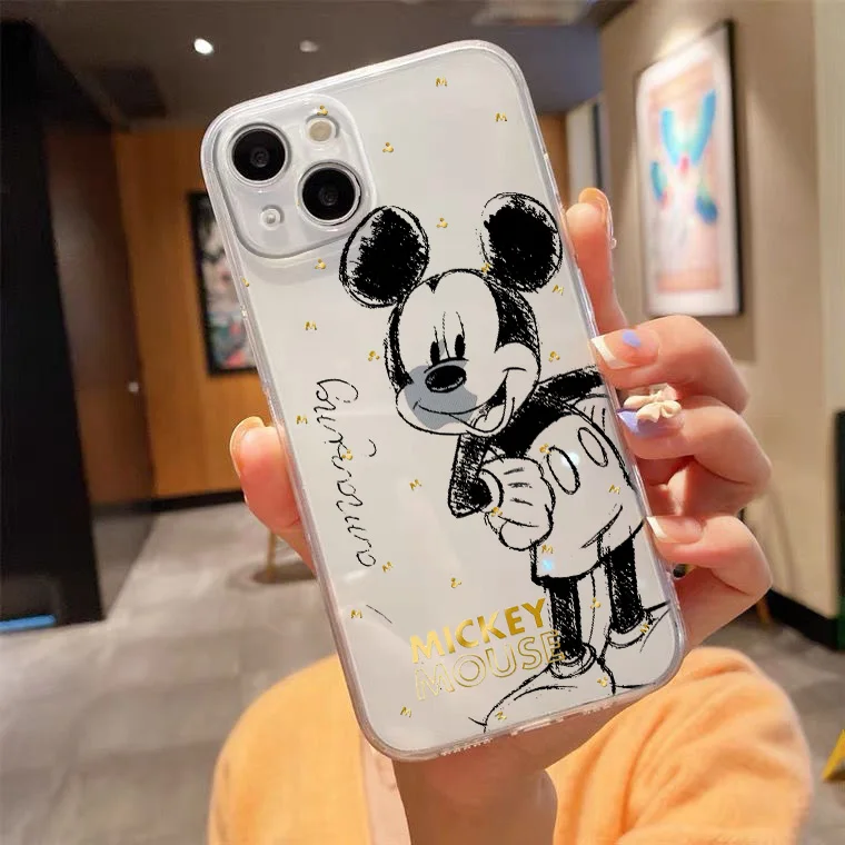 thumbnail image 1 of Cute Disney Mickey Minnie Phone Case For Apple iPhone 15 14 13 12 11 Pro Max mini XS XR X 8 7 6S 6 5S Plus Transparent Cover, 1 of 5