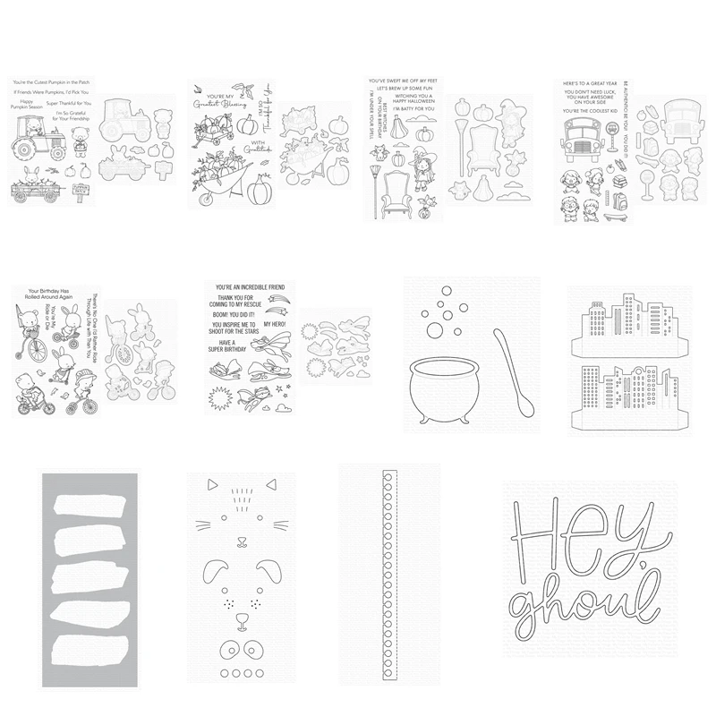 

Halloween Autumn Pumpkin Cityscape Clear Stamps Cutting Dies Stencil August 2022 New Scrapbooking for Paper Making Frames Card