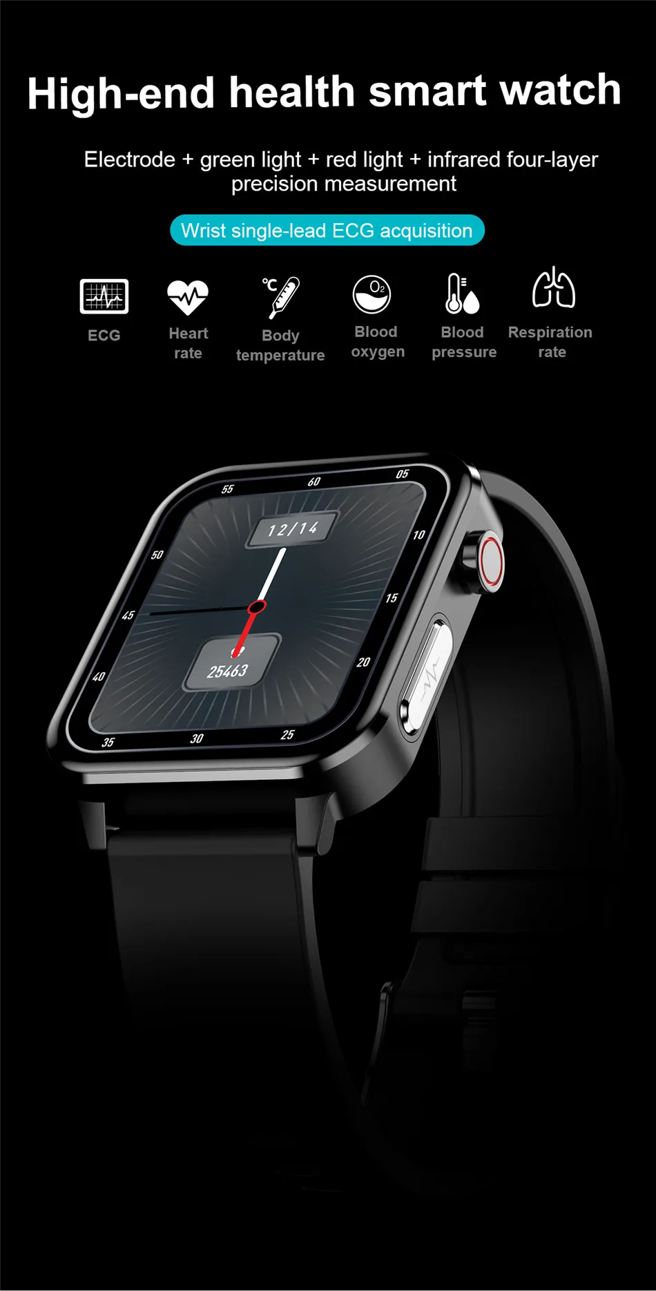 2022 LIGE ECG Men's Smart Watch With Body Temperature Heart Rate Blood Pressure Monitor Health Smart Bracelet For Huawei Xiaomi