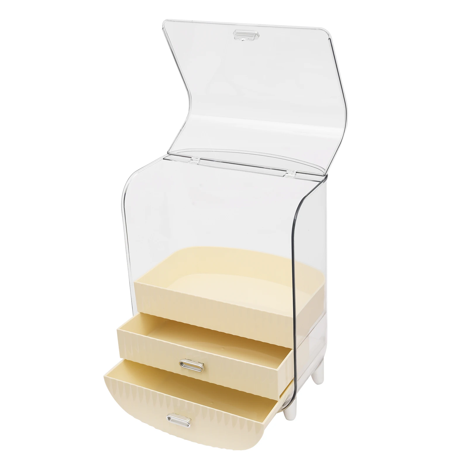 Makeup Organizer, Durable PET Material, 2 Drawers, Clear Design with Dustproof Cover for Cosmetics 4