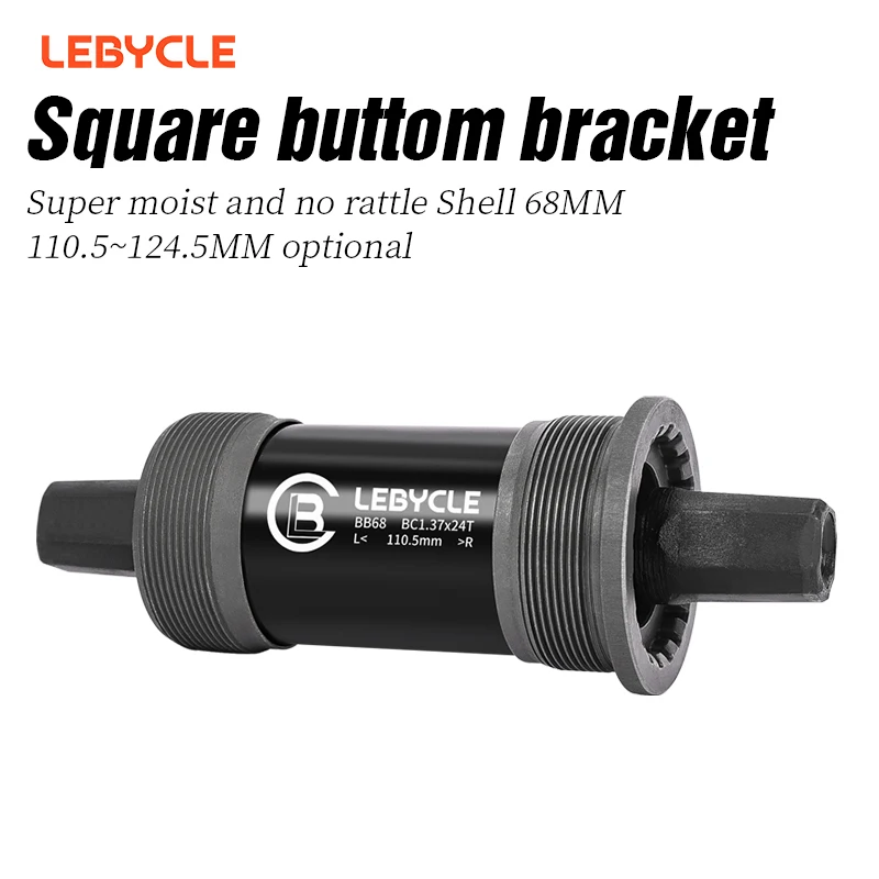 Bicycle Bottom Bracket LEBYCLE MTB Road Square BB68 Threaded Hollow Axle 113/120/122.5/124.5/126mm