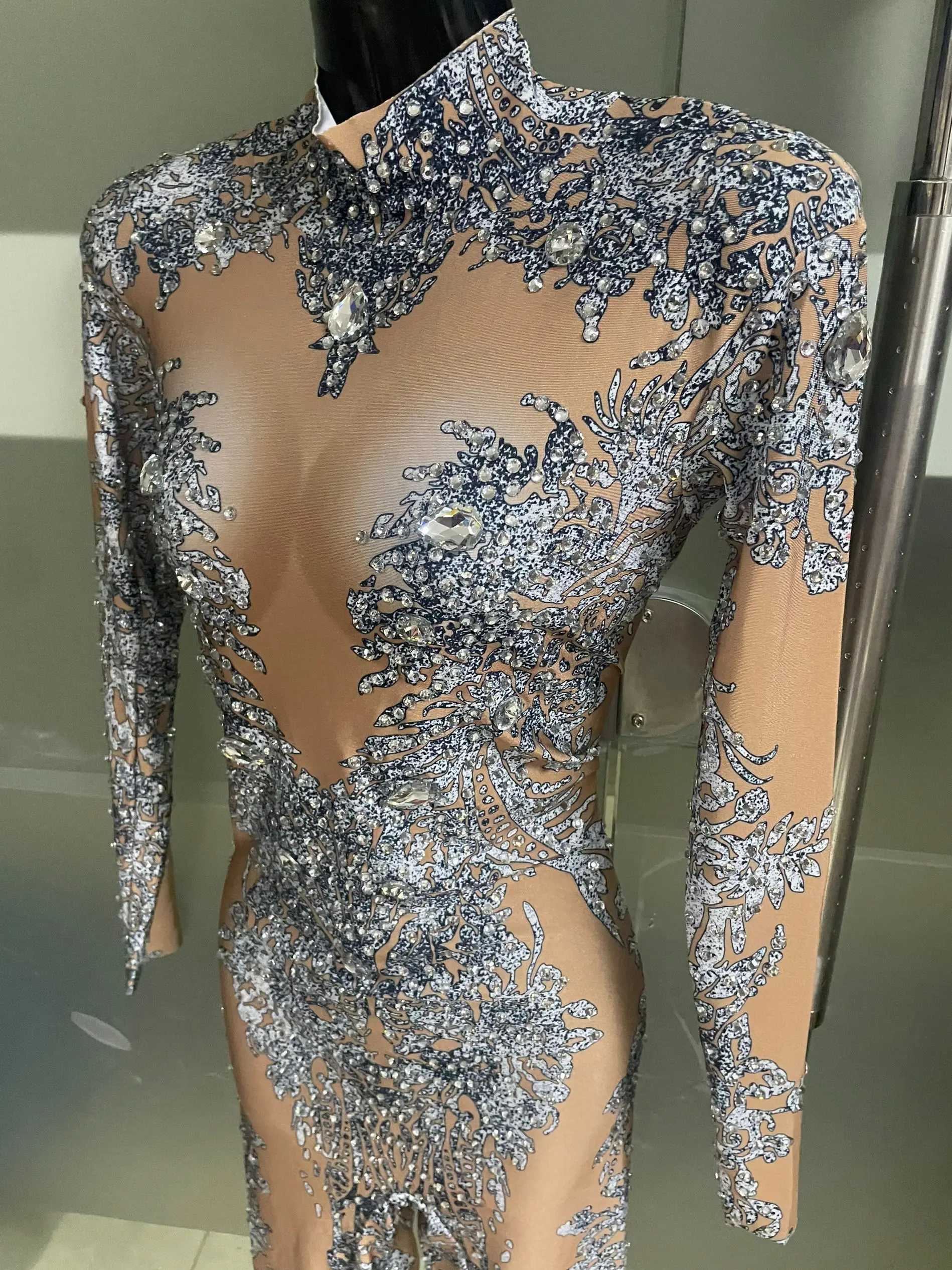 

Sexy Luxurious Rhinestones Jumpsuit Woman Birthday Prom Club Party Outfit Dancer Rompers Performance Host Stage Wear Putao