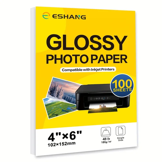 ESHANG 100 Sheets 4x 6inch 4R High Glossy Photo Paper Professional photographic Paper Works with Inkjet Printers 180gsm 1
