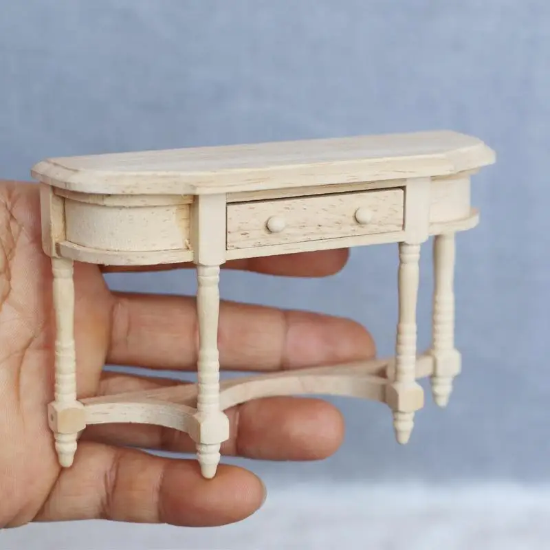 

1:12 Dollhouse Miniature Table Desk Continental Writing Desk Office Table with Drawer Furniture Model Decor Toy