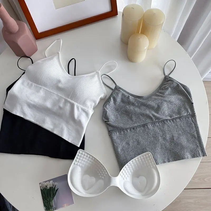 Korean Fashion Sporty Running Crop Top for Teen Girl Solid Color Yoga Bra Women Elastic Fitness Seamless Sleeveless Basic Tanks