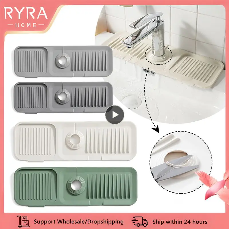 SiliconeSinkSplashGuardDrainPadKitchenBathroomCountertopFaucet