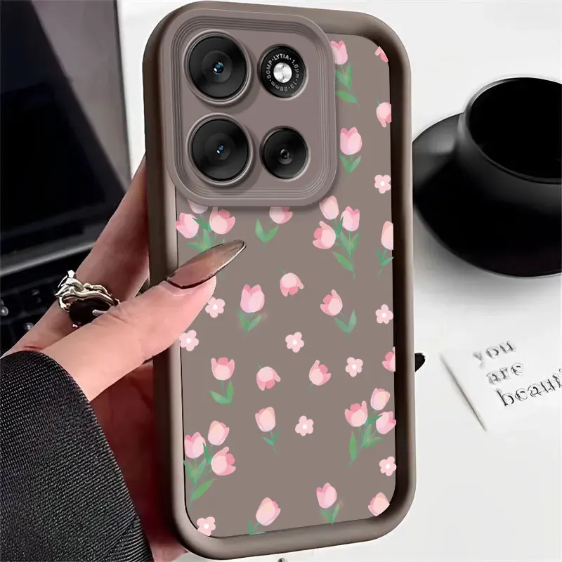 Tulip Flower Shockproof Soft Silicone Phone Case with Protective Bumper