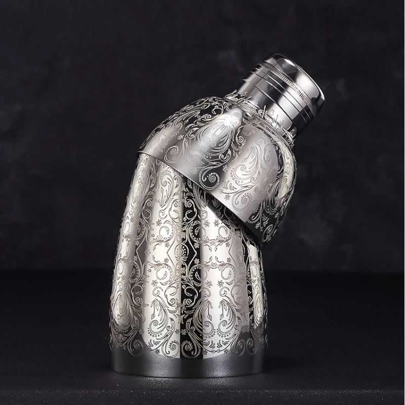 500ml Carven Engraving Vintage Cocktail Shaker Bar Shaker Stainless Steel Cocktail Boston For Bar Party Home Tool