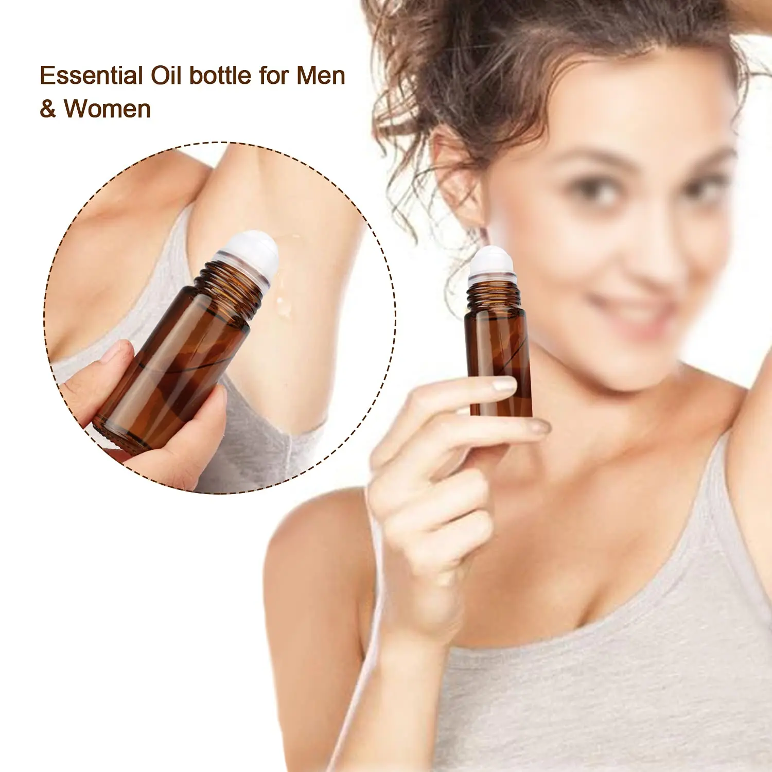 Refillable Bottle 10PC 1/2/3/5/10ML Empty Amber Roll on Glass Bottles for Essential Oil Roller Ball Makeup Tools