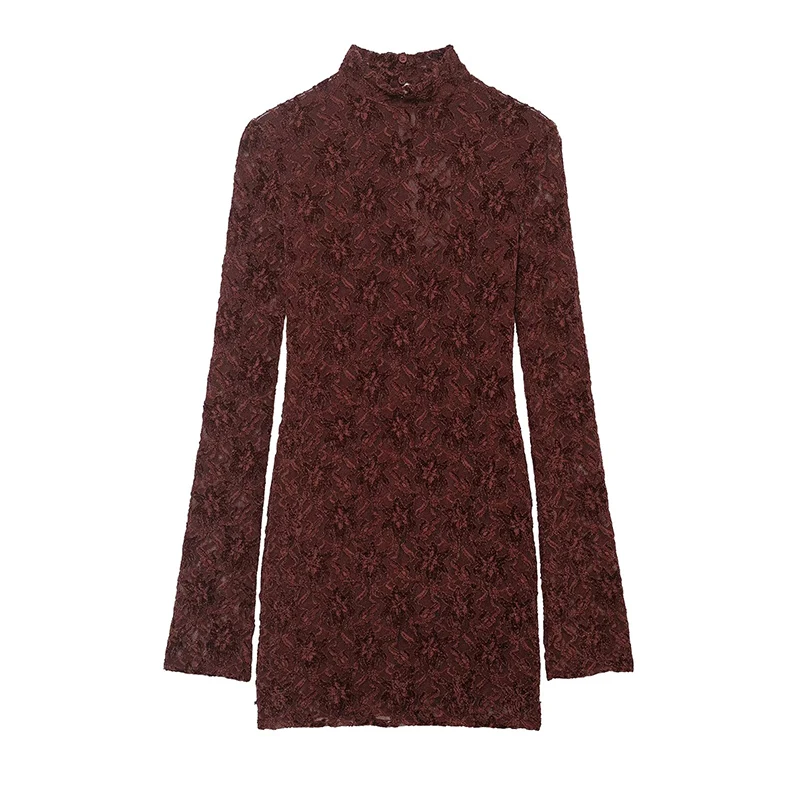 Chic Elegant Lace Evening Party Dresses For Women Soft Touch Slim Short Dress Woman Long Sleeve Mini Dress 2025 New Fashion