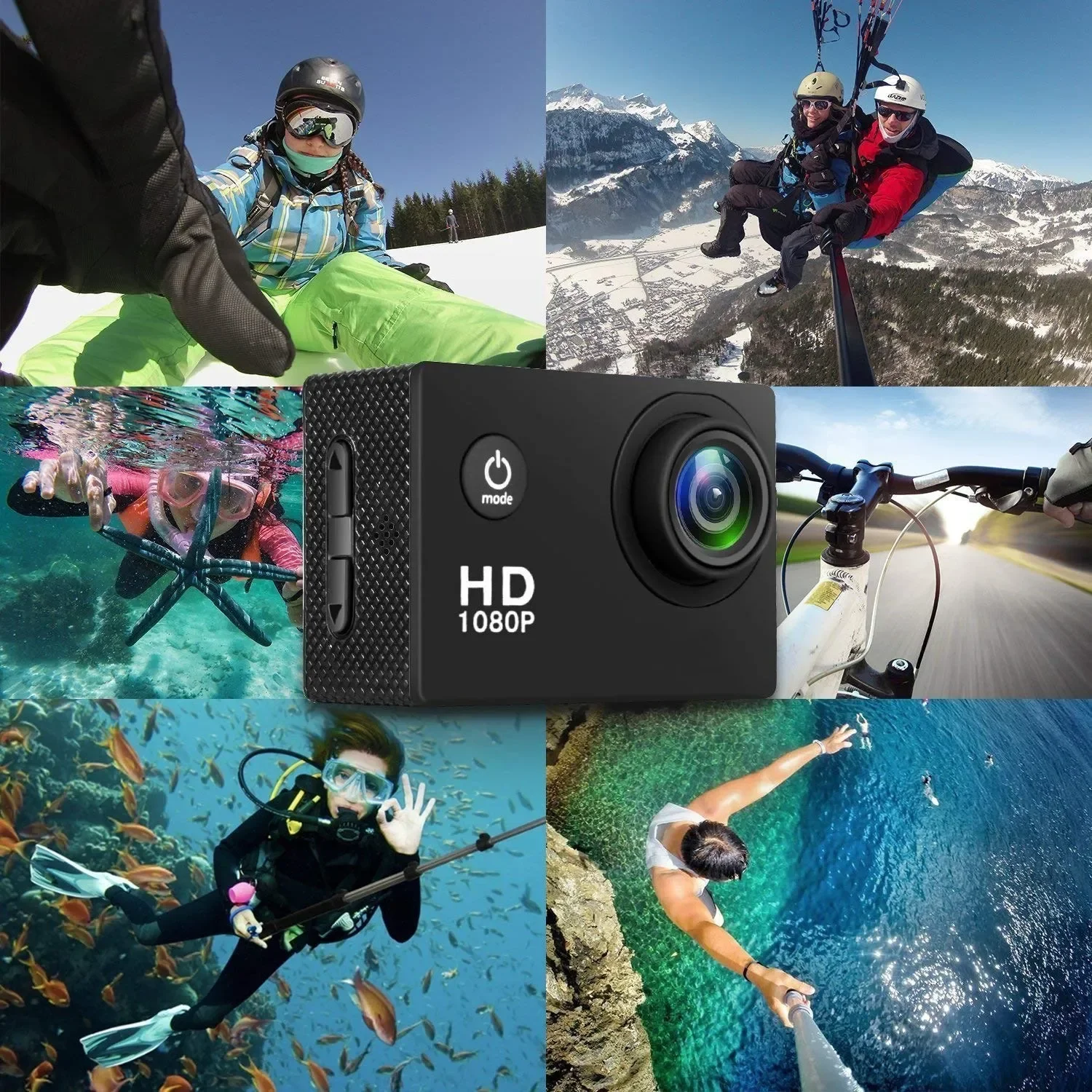 Description Picture 2 of item1080P HD Action Camera Waterproof 30m Sports Video Recorder LCD Screen Bicycle Motorcycle Helmet Sking Jumping Diving Action Cam