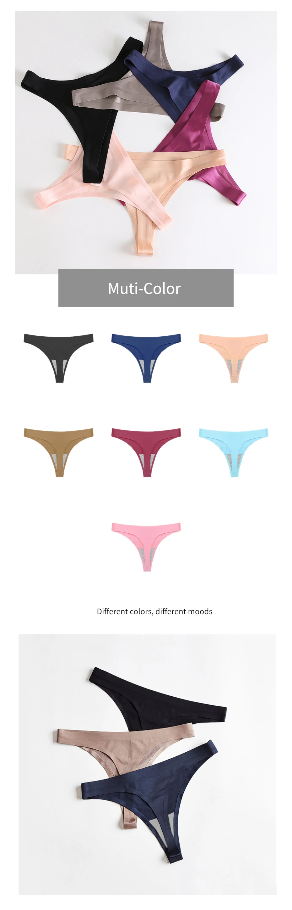 Description Picture 5 of itemWarmSteps S-3XL Woman Panties G Strings Thongs Sexy Solid Women's Underwear Seamless Lingerie S-XXXL Plus Size Female Tangas