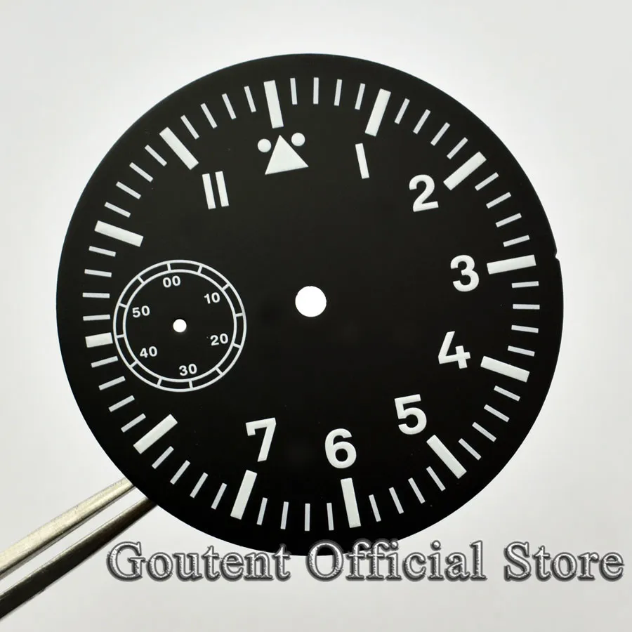 38.9mm 1 PCS Green Luminous Black Watch Dial Fit ETA 6497 or Seagull ST3600 Watch Face