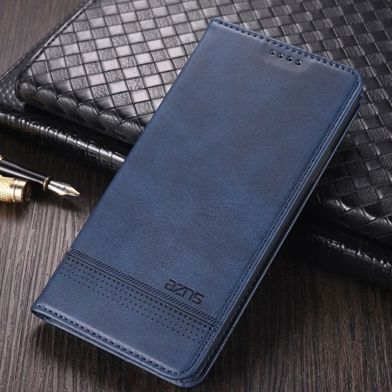 Vintage Minimalist Leather Flip Case - Skin-friendly Anti-drop Back Cover