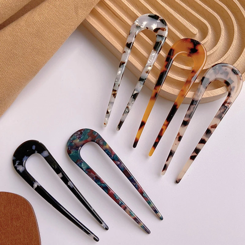 12 Colors Hair Sticks Acetate U Shape Headbands Headwear Women Elegance Lady Hairpins Fashion Hair Clips Hair Accessories Gifts cute headbands for women