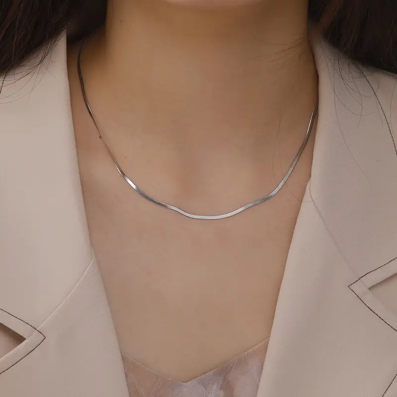 Skyrim Stainless Steel Snake Chain Necklace for Women Men Gold Color Herringbone Choker Neck Chains 2026 Trend Jewelry Gift Hot - Image 7
